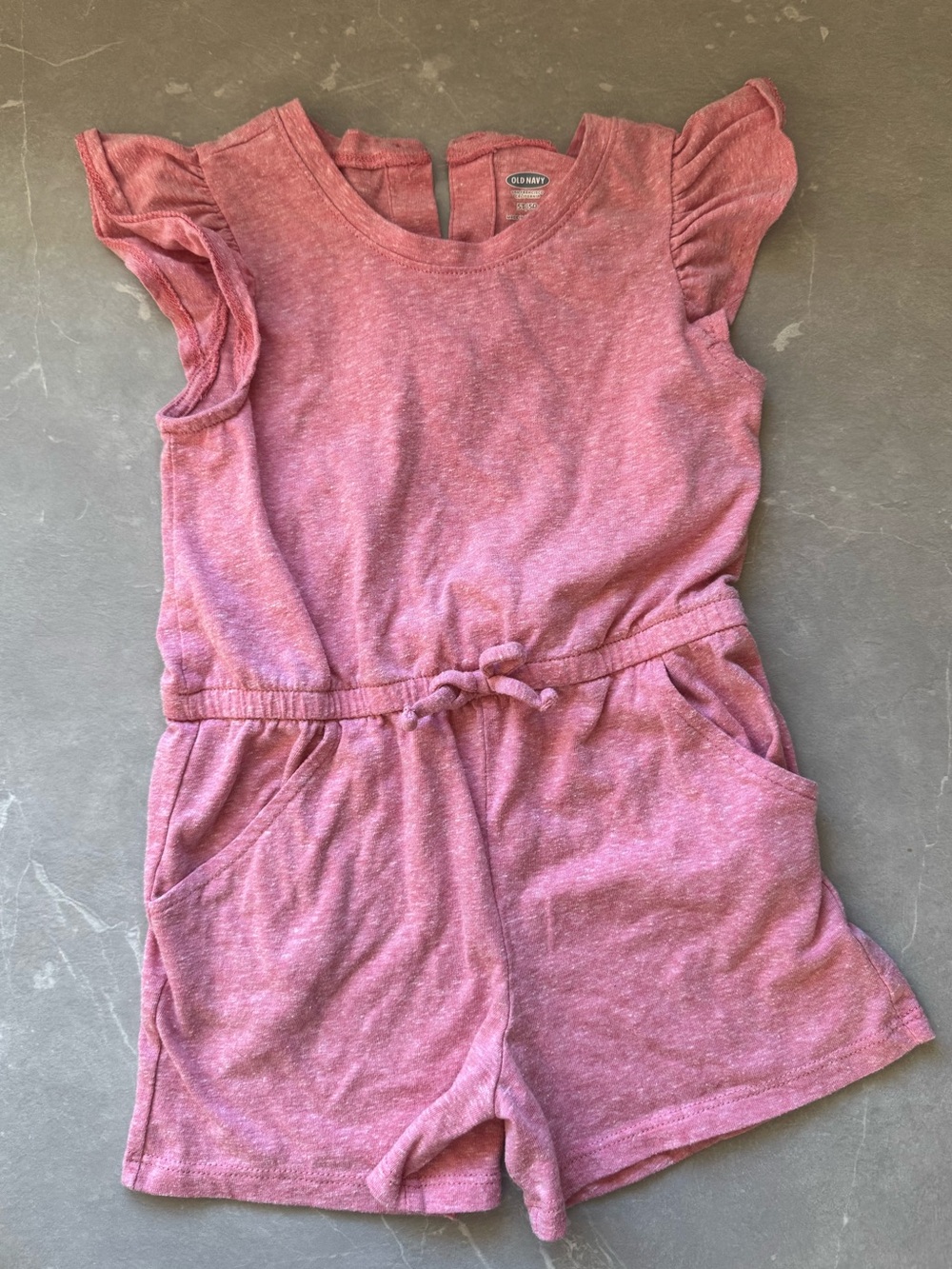 Old Navy Heathered Pink Girls' Flutter Sleeve Romper